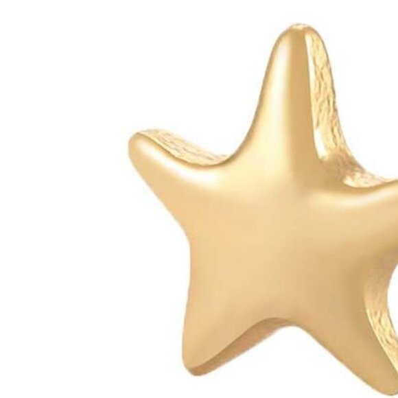 Women Moon and Star Earrings Gold Stud 14K Gold Plated Small Simple Hypoallergen - Picture 1 of 6